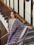 Royal Plum Embroidered Sharara Suit