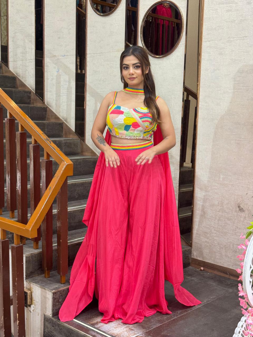 Vibrant Fuchsia Indo Western