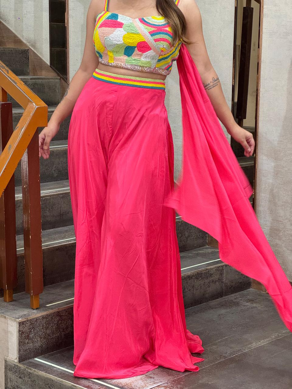 Vibrant Fuchsia Indo Western