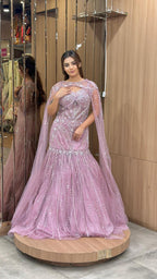 Blush Pink Mermaid Embellished Gown