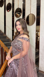 Mauve Silver Embellished Anarkali Gown