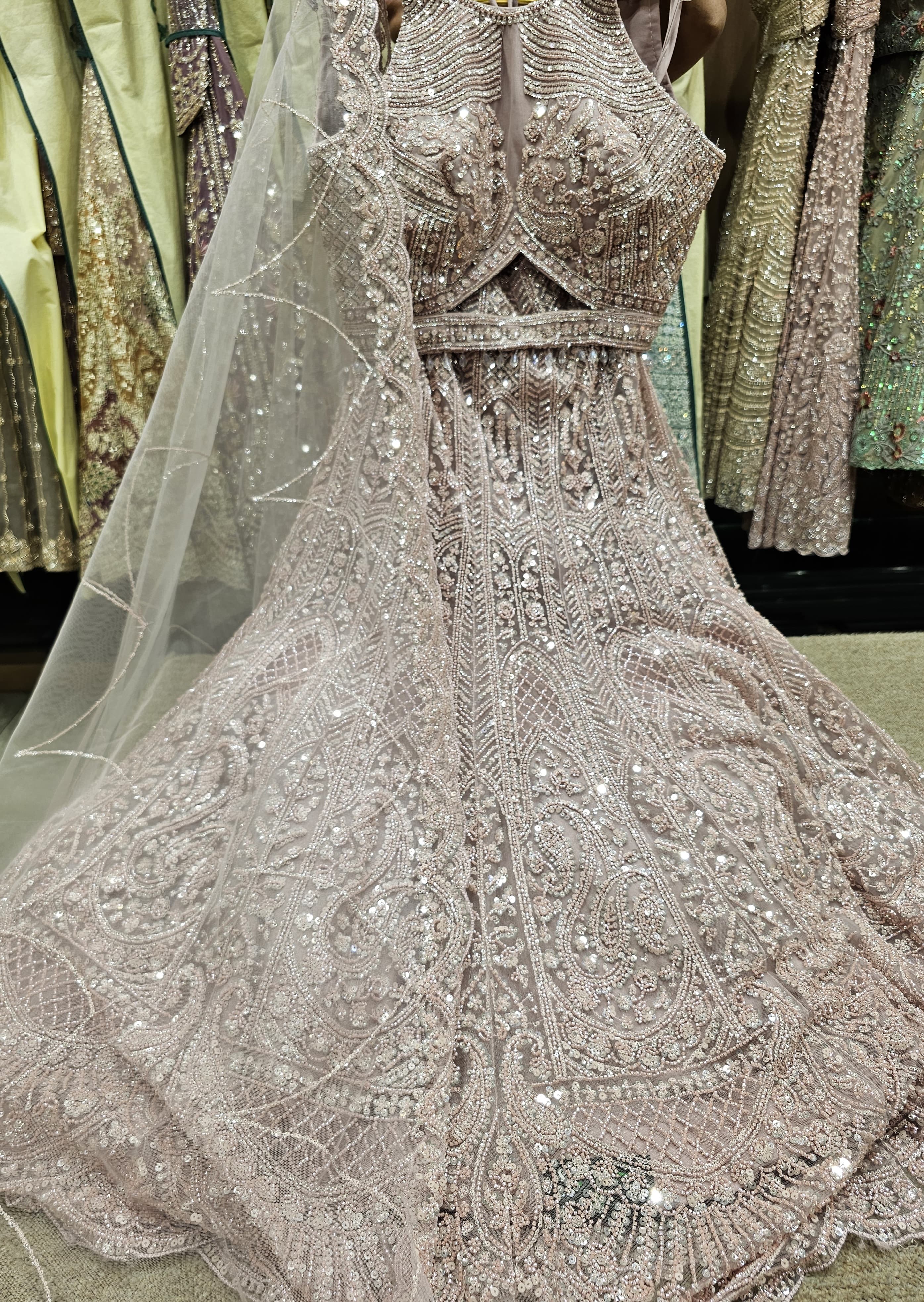 Ivory Blush Couture Lehenga – Saluja Store
