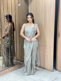 Silver Sage Pre-Draped Saree