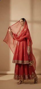 Elegant Short Anarkali with Sharara – Saluja Store