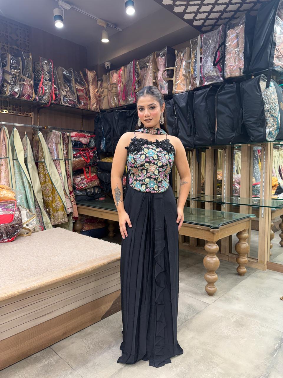 Midnight Bloom Indo-Western Couture