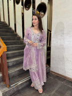 Lavender Royale Mirror Work Palazzo Suit – Saluja Store