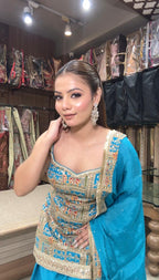 Royal Azure Mirror Work Patiala Suit - Saluja Store