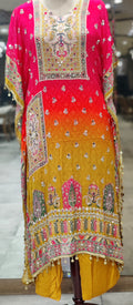 Majenta & Yellow Kaftan Suit