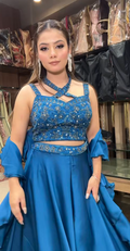 Royal Blue Spiral Dupatta Style Suit – Saluja Store