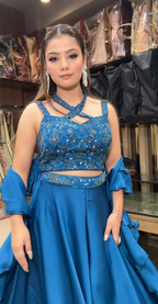 Royal Blue Spiral Dupatta Style Suit – Saluja Store