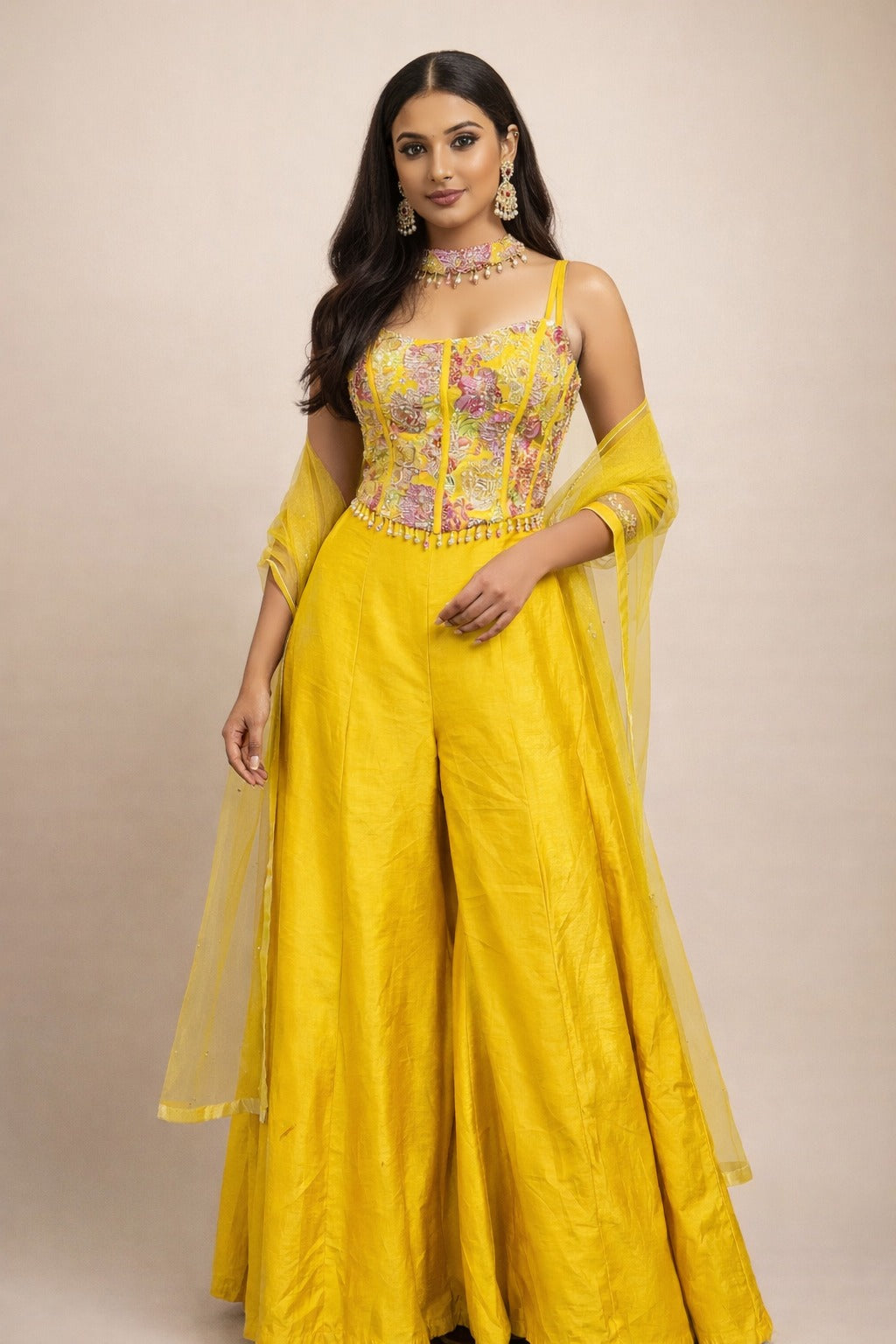 Yellow Indo-Western Outfit – Saluja Store