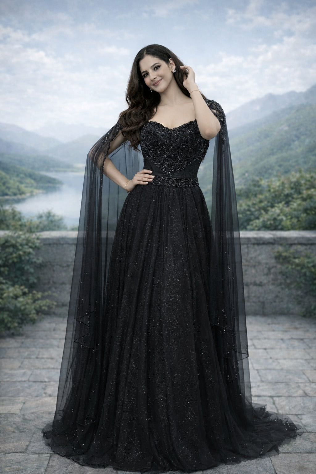 Black Indo-Western One Piece Gown