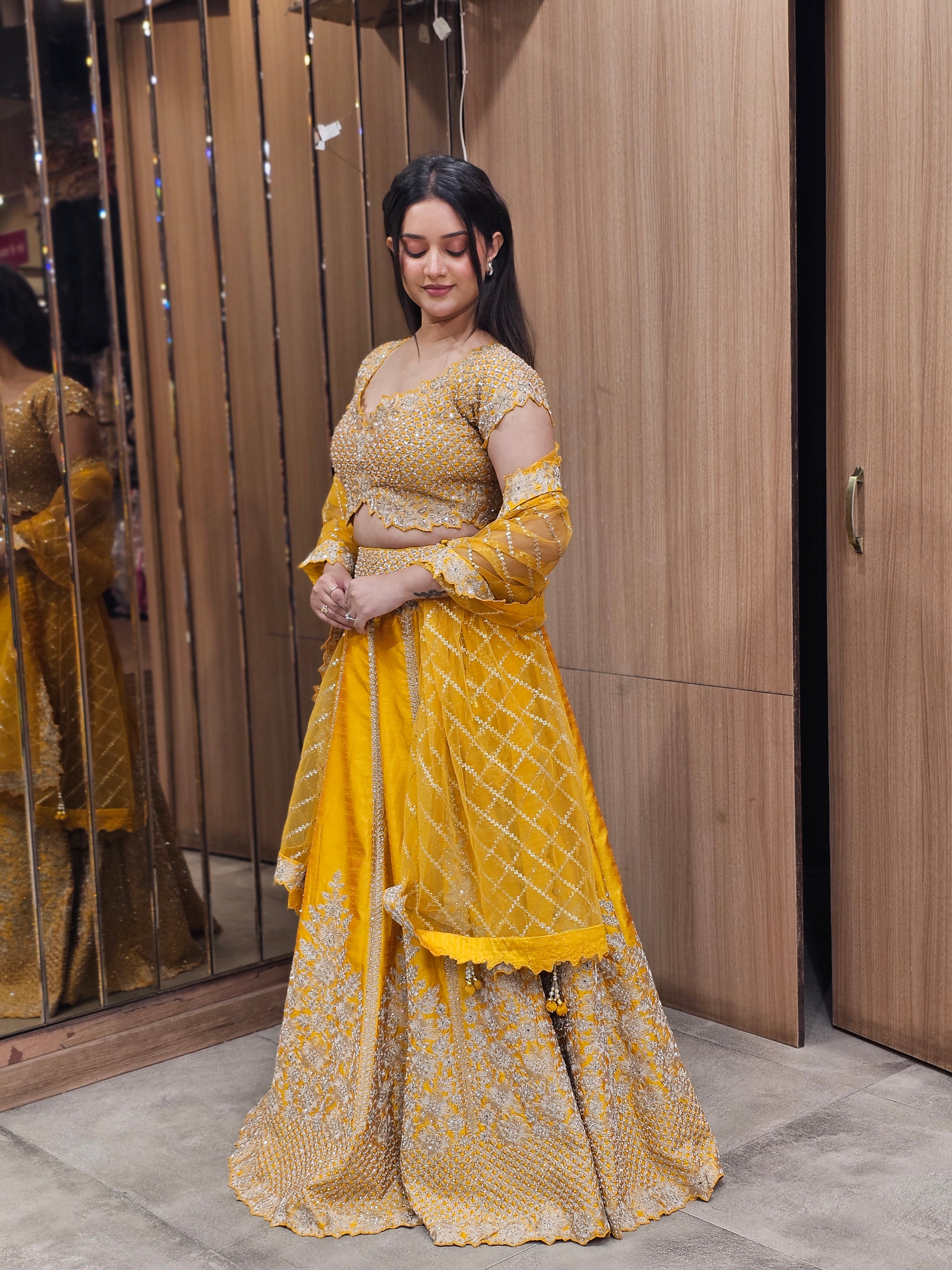 Yellow Handcrafted Lehenga Choli