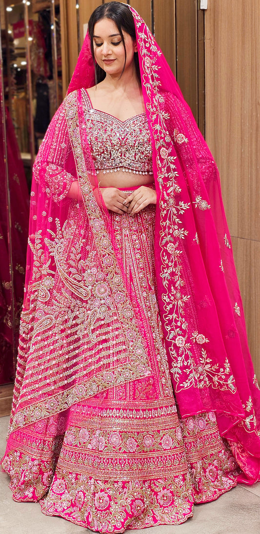 Elegant Pink Embroidered Lehenga Choli – Graceful Festive Wear