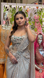 Silver Sequin Glamour Saree