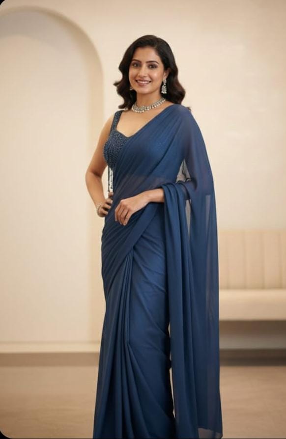 Modern Elegance Draped Saree – Saluja Store