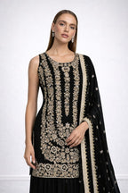 Midnight Elegance Black Sharara Suit – Saluja Store